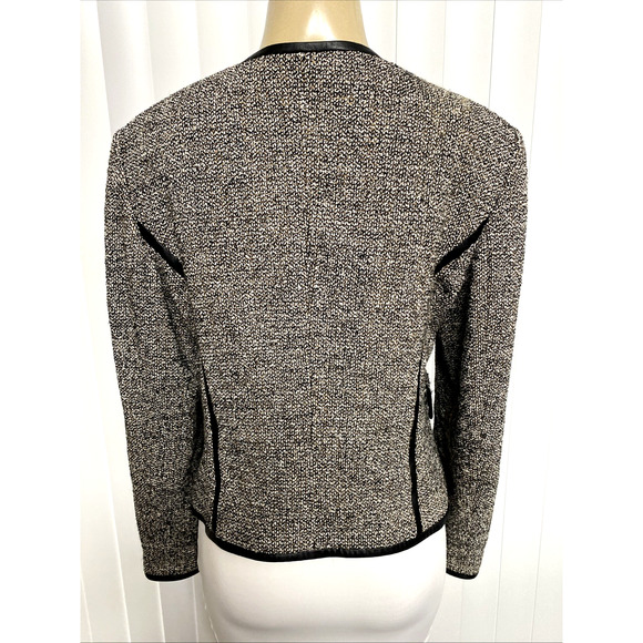 BOSS HUGO BOSS Jasila Jacket Blazer Tweed Zip Front Flap Pockets Lined Wool 12 L - Picture 4 of 7